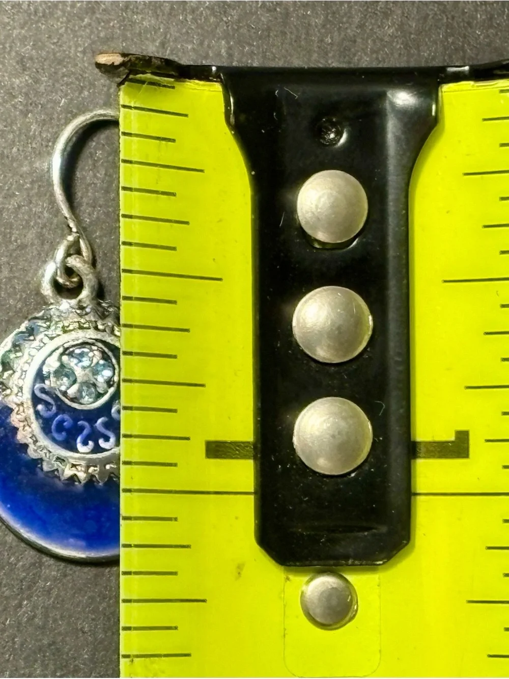 Cobalt Blue Enamel Disc Drop Earrings Boho Silver Tone Rhinestone Geometric